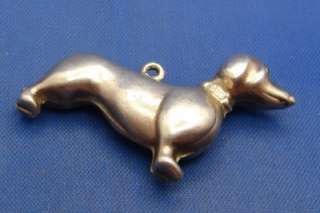 Vintage English Silver Dachshund Dog Charm marked CHIM w/ full 