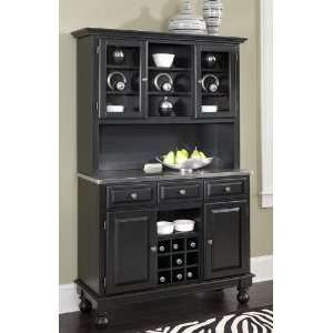  Buffet Hutch with Stainless Steel Top in Black Finish 