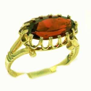 Solid Yellow Gold Genuine 2.5ct Garnet English Victorian Inspired Ring 