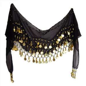  Belly Dance Costume Accessory Bead & Coin Hip Skirt Scarf 