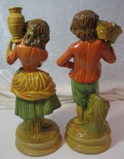   1850 1898 Vintage Original Borgese Couple Pair Figurines  