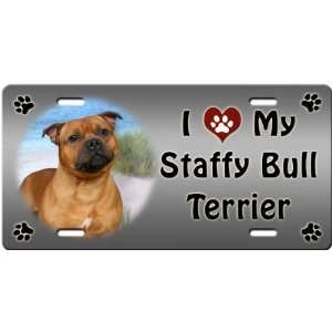   Love My Staffordshire Bull Terrier License Plate