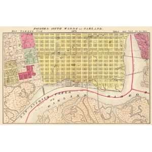  OAKLAND CALIFORNIA (CA) 4TH & 6TH WARDS LANDOWNER MAP 1878 