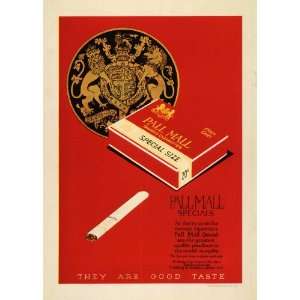   Gold Crest Lions Coat Arms Smoking   Original Print Ad