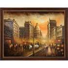   Rainy Day on the Boulevard Hand Painted Oil Canvas Art with Frame