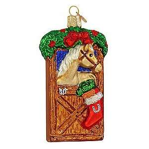  Horse In Stall Glass Ornament