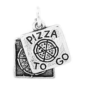  Sterling Silver One Sided Pizza Box to Go Charm Jewelry