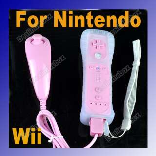Remote&Nunchuk Controller Set For Nintendo Wii Game PNK  