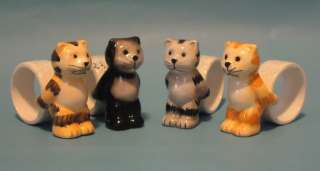 Cats Napkin Rings Kittens Felines Ceramic Set of 4 NIB  