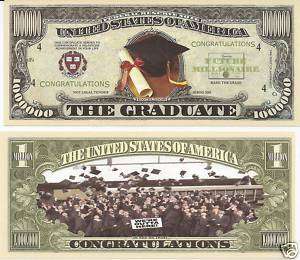 Graduation $Million Dollar$ Novelty Bill Collectible  