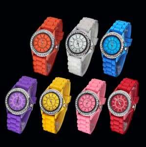   Newest Unisex Sport Casual Jelly Crystal Silicone Wrist Watch Watches