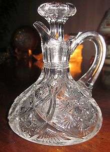 Antique EAPG 1910 Cambridge Glass Co. Snowflake Cruet w/Original 