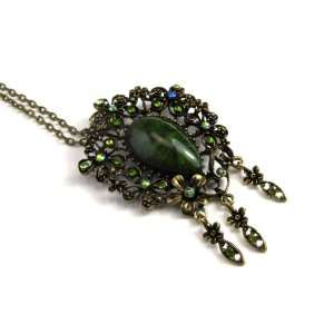  Forest Green Broach and Colored Dangles and Sparkles on 