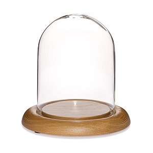  Glass Doll Dome with Oak Base   4.5 x 6