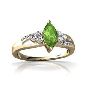   Gold Marquise Genuine Peridot Antique Style Ring Size 4 Jewelry
