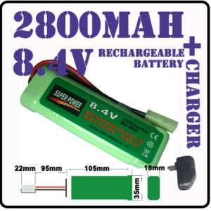 1x 8.4V NiMH 2800mAh Battery Pack + Charger RC Airsoft  