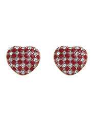   (Red) Gold Red and Crystal Quilted Heart Stud  256580860  New Look