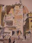 Watercolor Painting of Italian Street Scene  