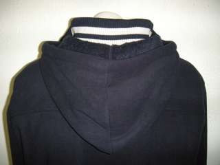   MEDIUM Fleece Full Zip Sherpa Lined Hoodie Jacket NAVY BLUE  