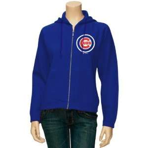 MLB Majestic Chicago Cubs Ladies Royal Blue Rally Full Zip Hoody 