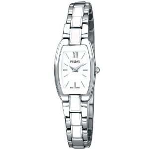  Pulsar Polished Bracelet White Dial Ladies Watch Stainless 