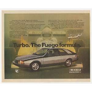  1983 Renault Fuego Turbo Grand Prix Race Car Print Ad 