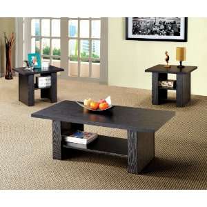  Beatrice Living Room Set of Three Tables in Black Finish 