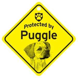  Puggle Protected By Dog Sign and caution Gift Pet 