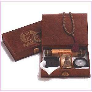 Golden Buddha Tibetan Incense Travel Altar / Journey Box