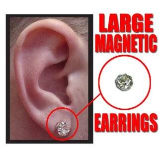    Magnetic C.Z Pair of Square Cut Earrings (Medium 6mm) #7 Clothing