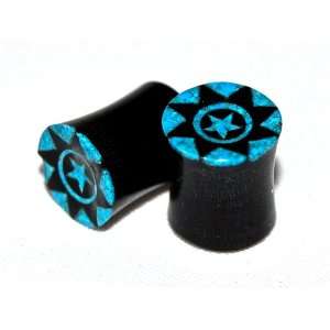  PAtterned Star  Organic Black Horn & Crushed Turquoise 