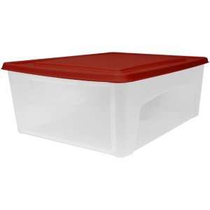  Footwear etc. Storage Box   Red Lid   4 PACK: Kitchen 