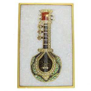   Painting of Indian Music Instruments on Marble Plate