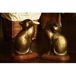 Gold Cat Resin Bookends Set 