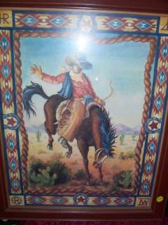 HOME INTERIOR PICTURE OF COWBOY ON BUCKING HORSE  