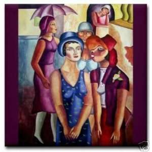   Art Tile Painting Illustration Women 1920s NEW 