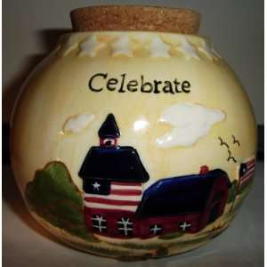 Americana Celebrate Ceramic pot with lid