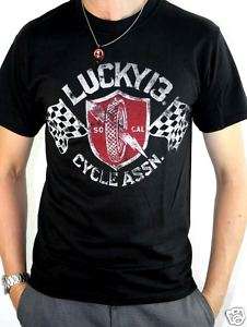 LUCKY 13 Cycle Association Rockabilly Tattoo T Shirt  