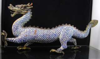 19.5 Old Chinese Cloisonne Enamel Bronze Dragon Statue  