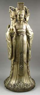 Old Chinese Silver Plated Bronze Xi Wangmu Statue  