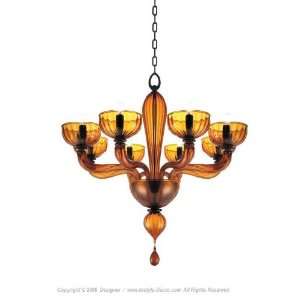 Italian Deco Prelude Amber Glass Chandelier   8 Lights 