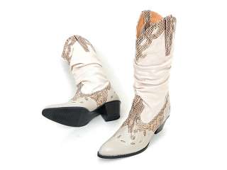 SPM 328013 Women Shoes Western Cowboy Style Heels Boots Beiges US 
