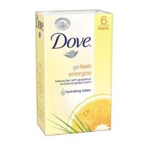 Dove Go Fresh Energize Beauty Bar, Grapefruit and Lemongrass, 6 Count 