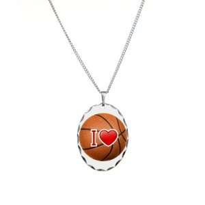    Necklace Oval Charm I Love Basketball: Artsmith Inc: Jewelry