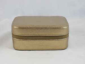 Fossil Metallic Gold Large Jewelry Travel Case Box NWT  