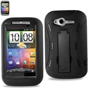  Silicon Case+Protector Cover For HTC WILDFIRE S G13 BLACK 