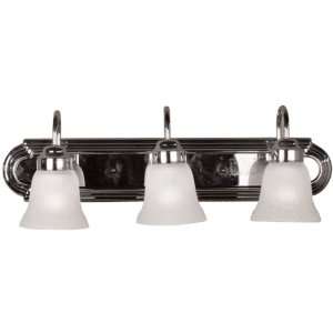  Household, Chrome Finish, Etched Glass 3 Light Vanity Fixture 