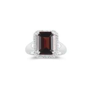  0.18 Cts Diamond & 7.37 Cts Garnet Ring in 14K White Gold 