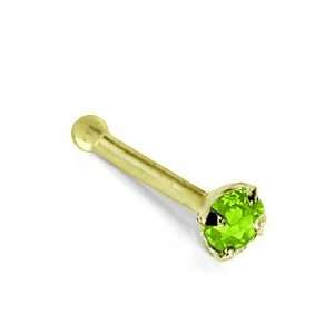   Genuine Peridot (August)   Solid 14KT Yellow Gold Nose Bone Jewelry