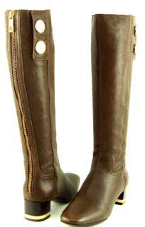TORY BURCH RAMSEY Brown Leather Gold Buttons Womens Shoes Knee High 